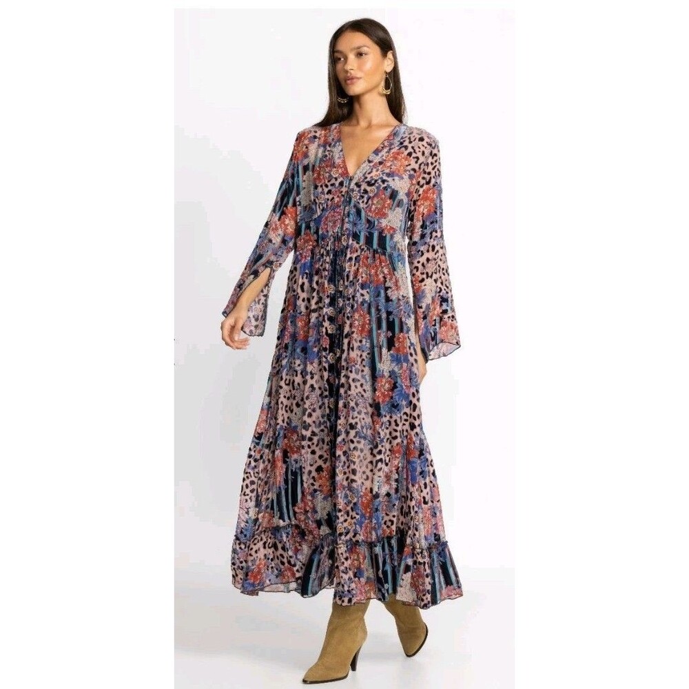 $575 NWT JOHNNY WAS Multicolored Ontar Beesley Dress Burnout Floral Leopard L - Picture 16 of 16